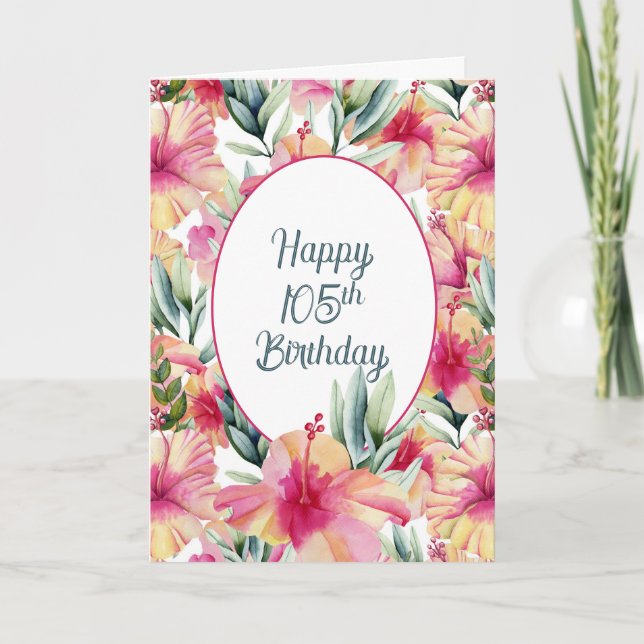 Carte Jardin d'Hibiscus pour 105e anniversaire (Devant)