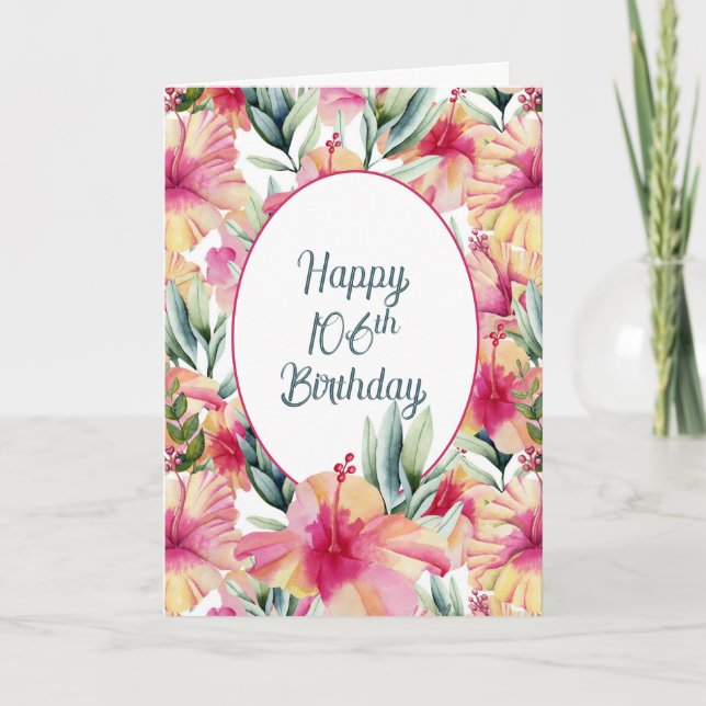 Carte Jardin d'Hibiscus pour 106e anniversaire (Devant)
