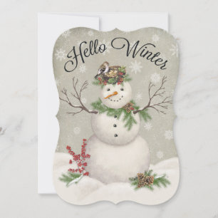 Carte jardin d'hiver vintage moderne snowboard