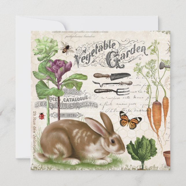 Carte Jardin français Vintage moderne Rabbit (Devant)
