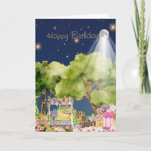 Carte Jardin magique secret illustré à la main Anniversa