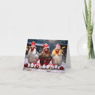 Carte Jardin Poulets Noël Joyeux Fêtes Drôle