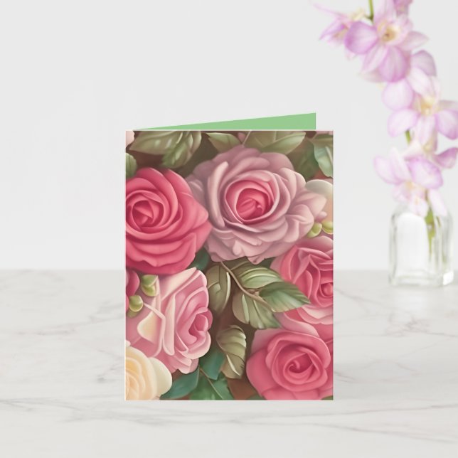 Carte Jardin Rose victorien - Fleurs rose pastel (Orchidée)