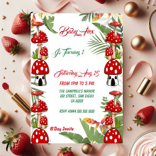 Carte Jardin Toadstool Green Foliage Bébé 1er anniversai