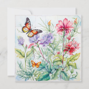 Carte Jardin tranquille : Anniversaire du papillon flora
