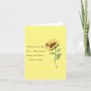 Carte Jaune blanche abeille et tournesol   Non per