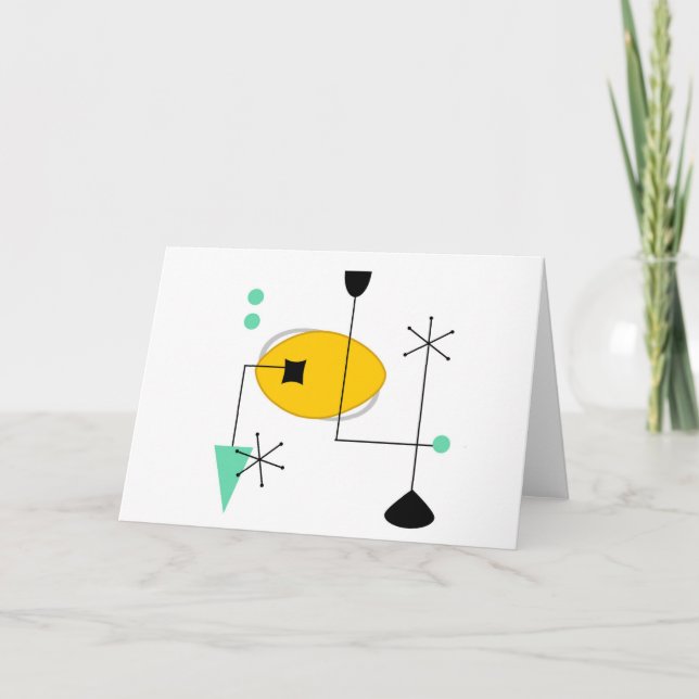 Carte jaune bleu moderne du milieu du siècle simple rétr (Devant)