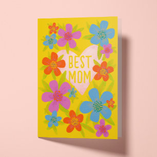 Carte Jaune brillant Floral Meilleure Maman Fête des mèr