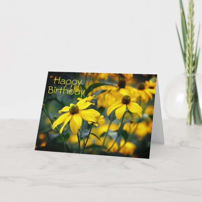Carte Jaune Confleur de feuille coupée Jaune anniversair (Devant)