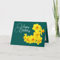 Jaune Daffodils Cyan Arrière - plan Anniversaire