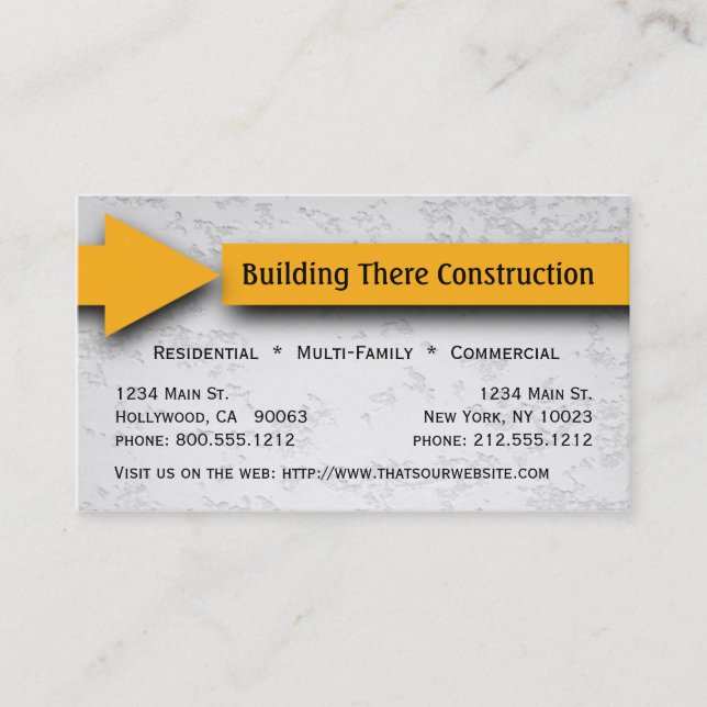 Carte jaune d'entreprise de construction de flèche (Devant)