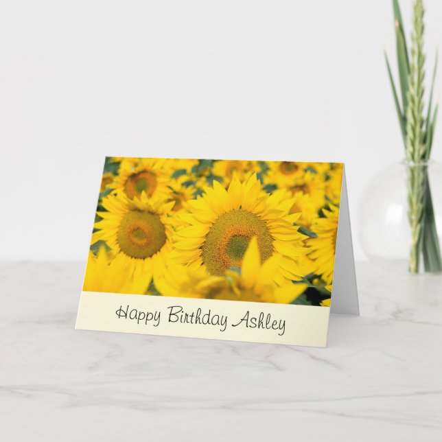 Carte Jaune Fleur de soleil Anniversaire (Devant)