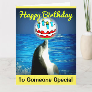 Carte Jaune Joyeuse Anniversaire Dolphin Art Card