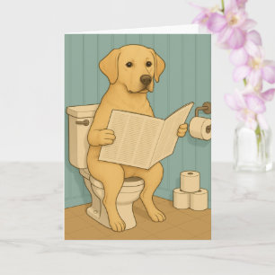Carte Jaune Labrador Lecture journal sur Toilet