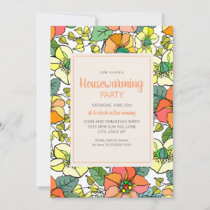 Carte Jaune Orange Rétro Vintage Floral Chauffage Maison