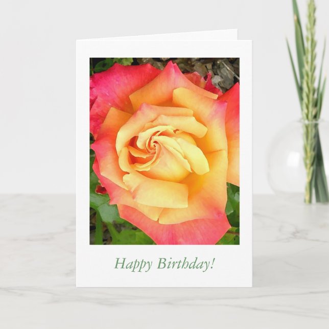 Carte - Jaune Orange Rose, Joyeux Anniversaire! (Devant)