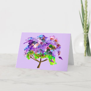 Carte Jaune violette arbre aquarelle art