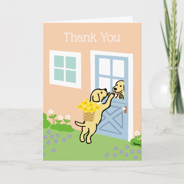 Carte  jaunes du Labrador Merci de printemps (Devant)