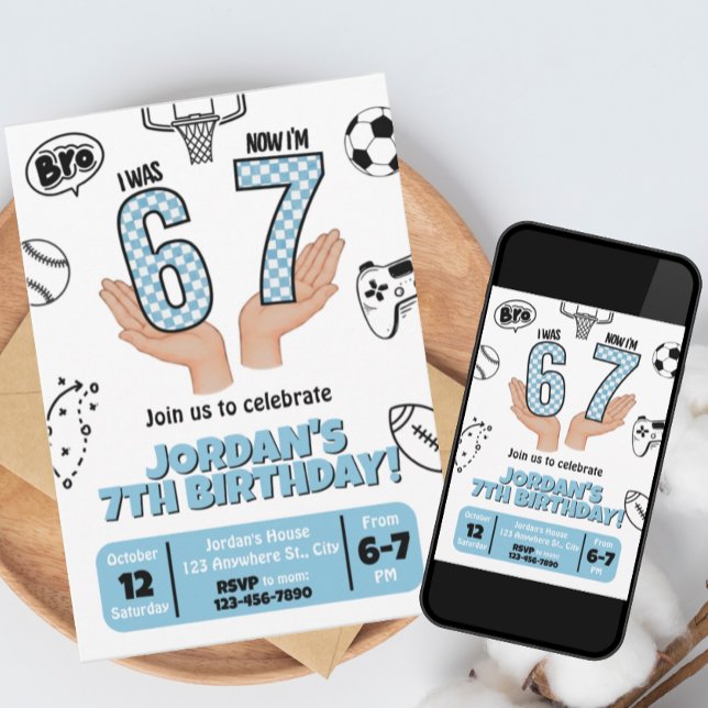 Carte J'avais 6 ans Maintenant j'ai 7 ans Invitation, In (Créateur téléchargé)
