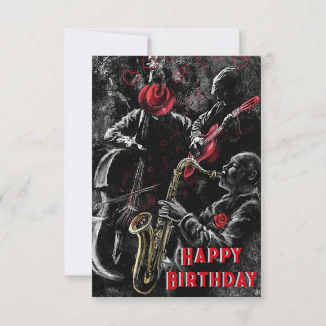 Carte Jazz Music Band Musical Birthday Card (Devant)