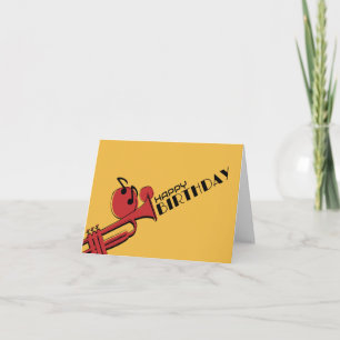 CARTE JAZZ MUSIQUE TRUMPET HEUREUX ANNIVERSAIRE