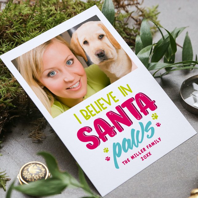 Carte Je Crois En Père Noël Paws Animaux Chiens De Noël  (Créateur téléchargé)