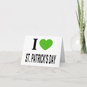 Carte Je ❤️ la SAINT-PATRICK avec un cœur vert 