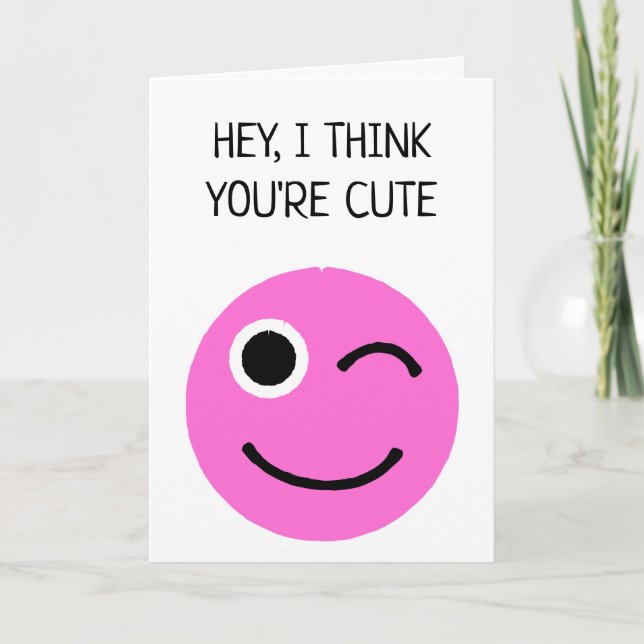 Carte Je pense que tu es mignon rose en train de pleurer (Devant)