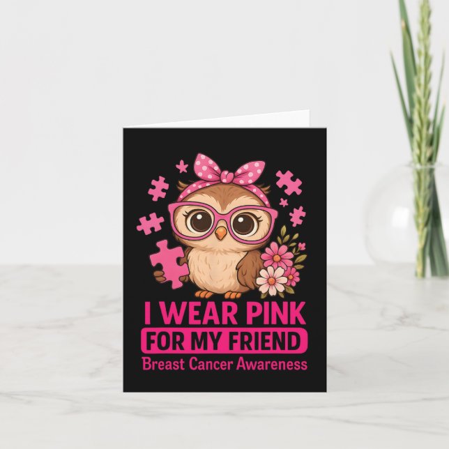 Carte Je Porte Du Rose Pour Mon Ami Mignonne Propre Canc (Devant)
