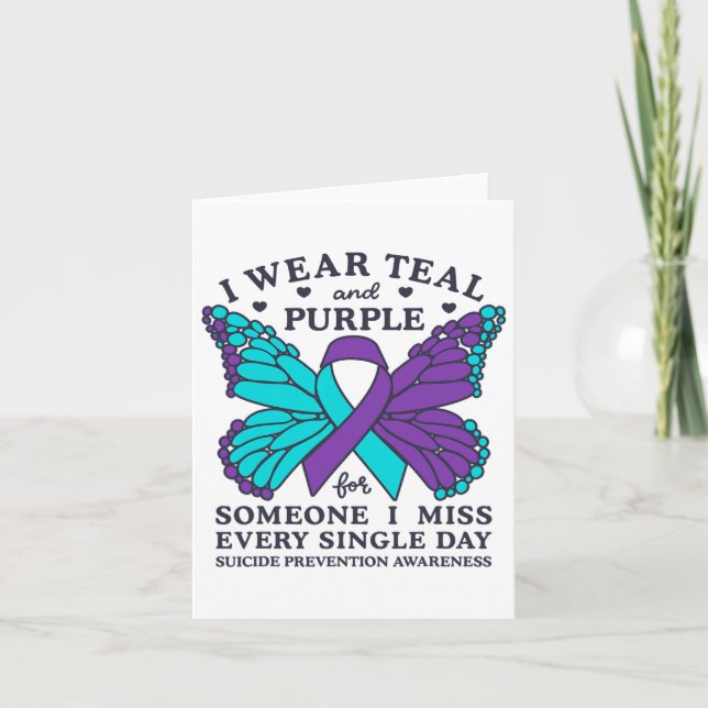Carte Je Porte Turquoise Et Violet Pour La Prévention Du (Devant)