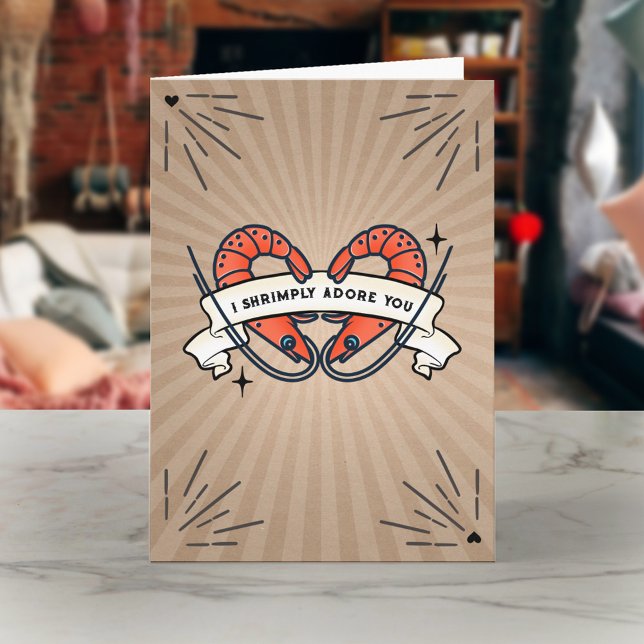 Carte Je Presse Vous Adorez Crevettes Tatouage Valentine (Créateur téléchargé)