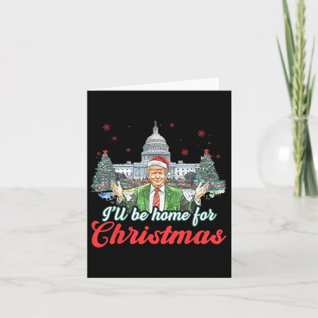 Carte Je serai à la maison pour Noël Funky Père Noël Tru (Devant)