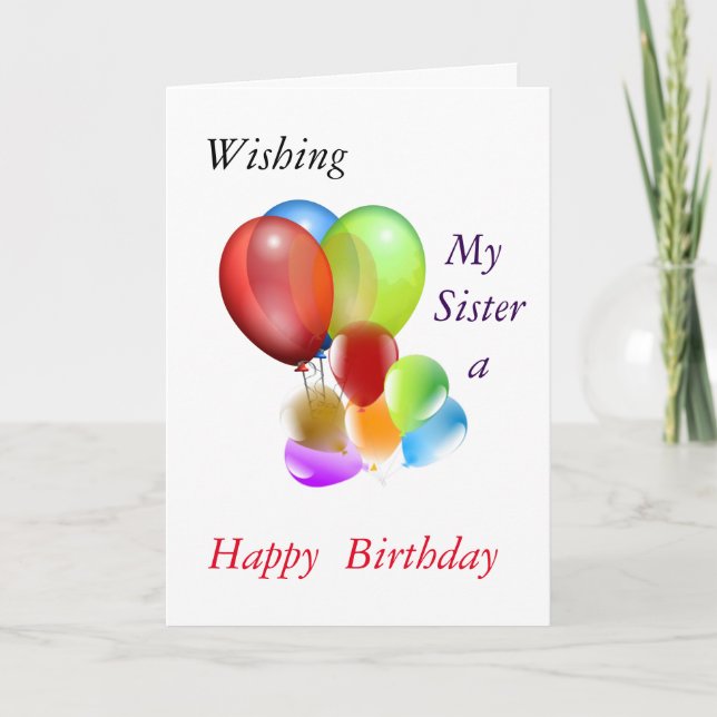 Carte Je Souhaite À Ma Soeur Un Joyeux Anniversaire (Devant)