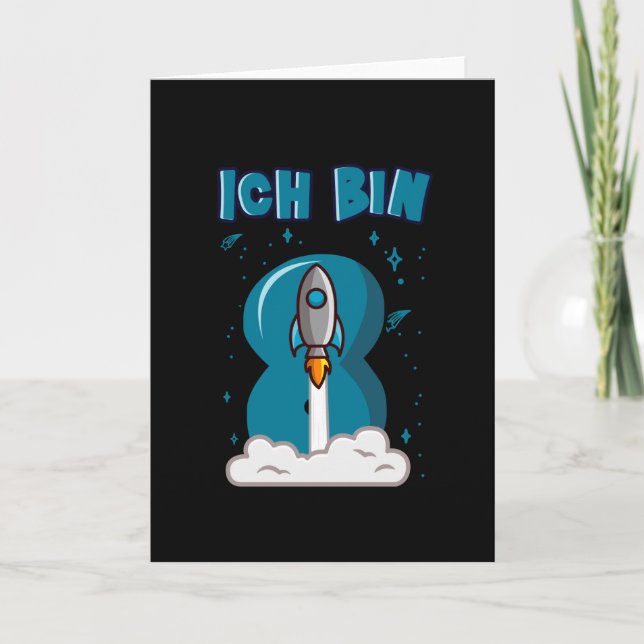 Carte JE SUIS 8 ANNÉE 8e anniversaire Boy Space Annivers (Devant)