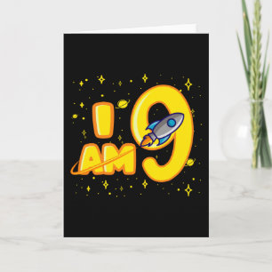 Carte JE SUIS 9 ANS 9 Ans Boy Space Birthday