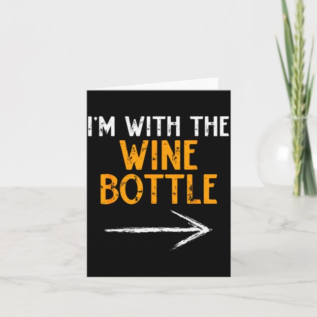 Carte Je Suis Avec La Bouteille De Vin Halloween Couple  (Devant)