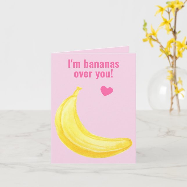 Carte Je suis Bananas Over You - Mignonne Saint-Valentin (Fleur jaune)