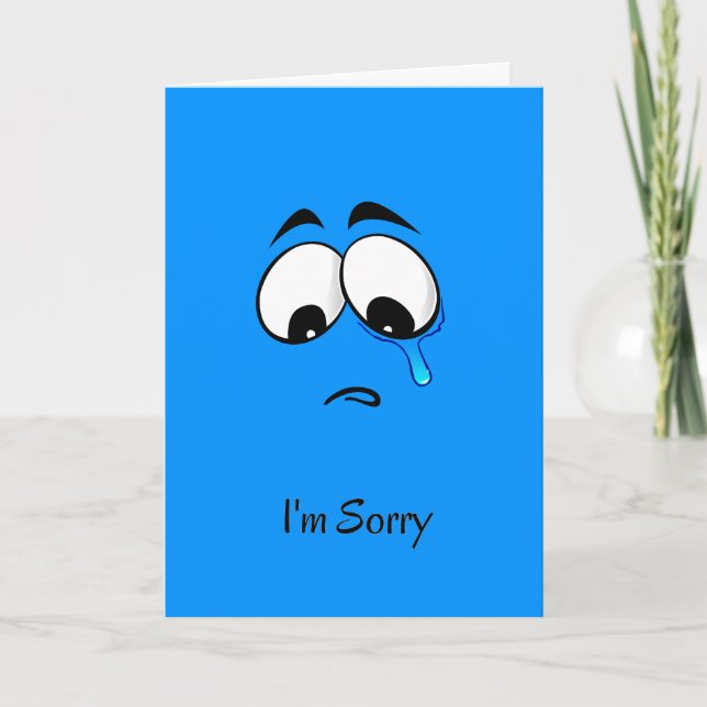 Carte Je suis désolé, face bleue triste (Devant)