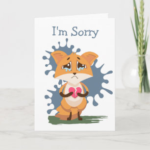Carte Je suis désolé Renard triste avec un coeur brisé