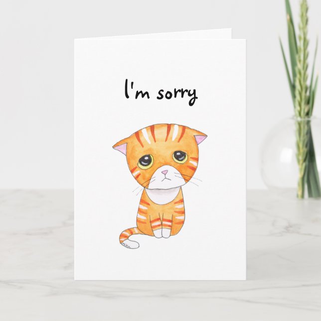 Carte Je suis désolé Tad Orange Tabby Cat texte personna (Devant)