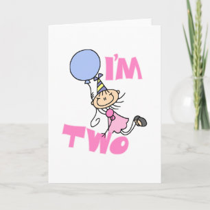 Carte Je suis deux chevalets Figure Girl Anniversaire T-