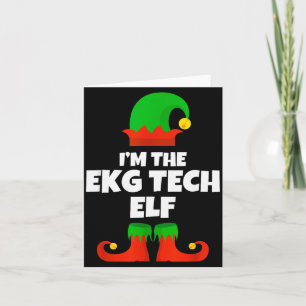 Carte Je suis Ekg Tech Elf Famille Pyjama Noël Électroca
