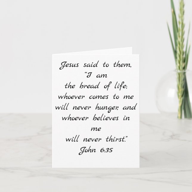 Carte Je suis le pain de la vie Citation de la Bible (Devant)