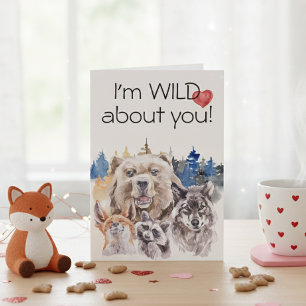 Carte Je suis Sauvage à propos de toi Bois Animaux Ours 