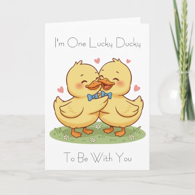Carte Je suis un canard chanceux pour la Saint-Valentin (Devant)