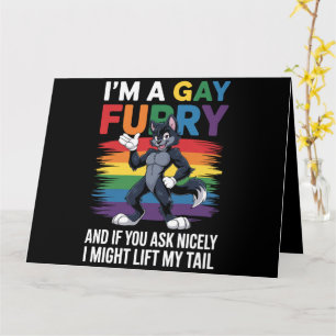 Carte Je suis un loup renard arc-en-ciel gay furry Mois 