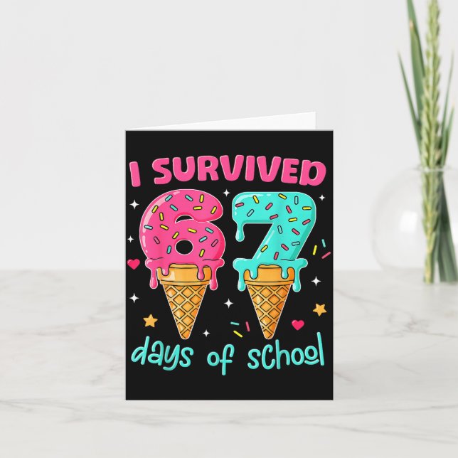 Carte Je Survivais 67 Jours D'École Drôle 67 Professeurs (Devant)