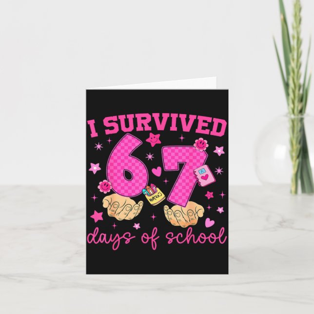 Carte Je Survivé 67 Jours D'École Drôle Mème Garçon Fill (Devant)