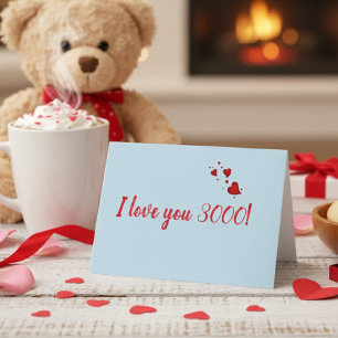 Carte Je t'aime 3000 Saint-Valentin