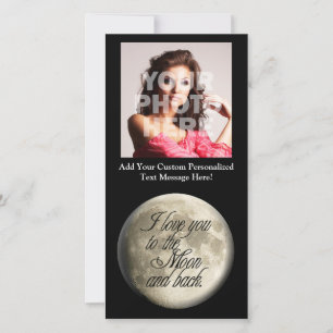 Carte Je t'aime à la lune et le dos lunaire réaliste